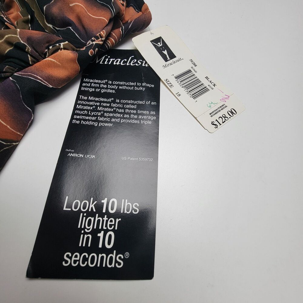 NWT Miraclesuit Size 18 One Piece Swimsuit Brown Floral Tummy Control Bathing - Picture 5 of 10